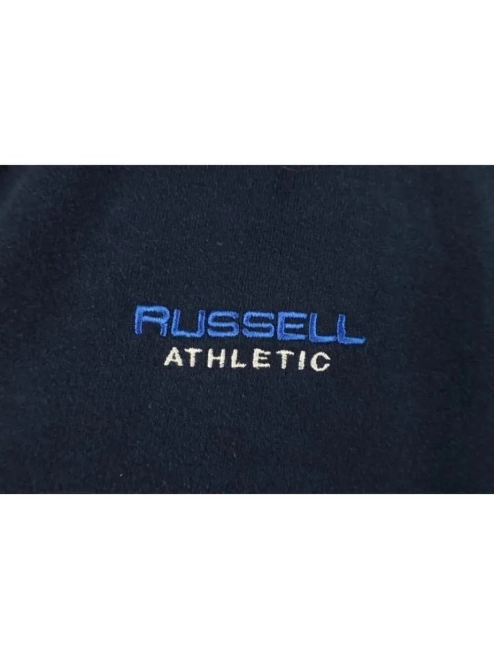 Vintage 90s Russell Athletic Mens XL Faded Spell Out Crewneck Sweatshirt Blue